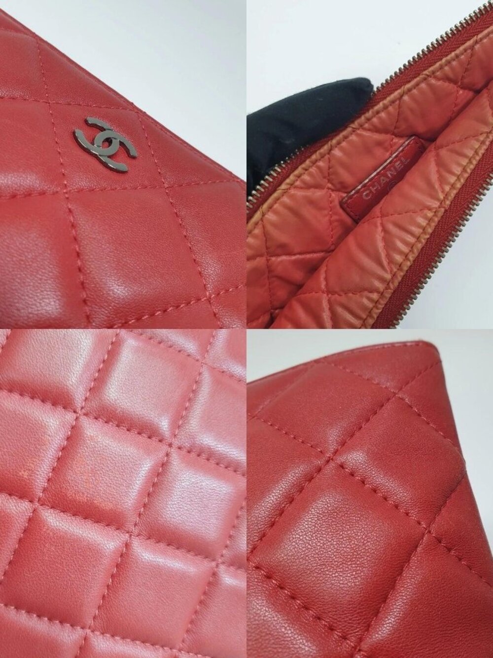 Authentic Chanel Large O Case Red Quilted Leather Clutch - Picture 6 of 12